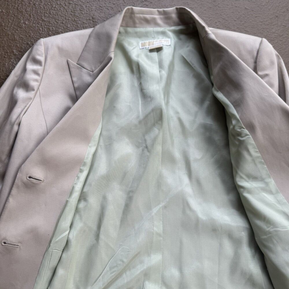 Michael Kors Cotton Blend Sz 14 Quiet Luxury Beige Blazer Coastal Grandma Chic - Picture 10 of 12